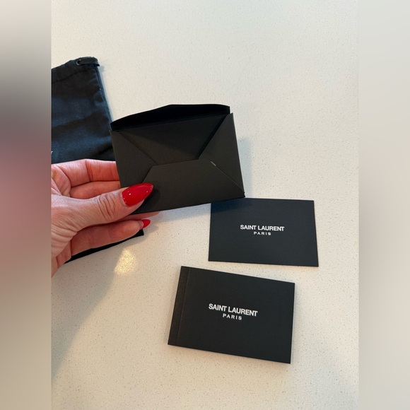 Saint Laurent * YSL Silver* Grain de Poudre Monogram Compact Tri-Fold Wallet - Picture 9 of 16